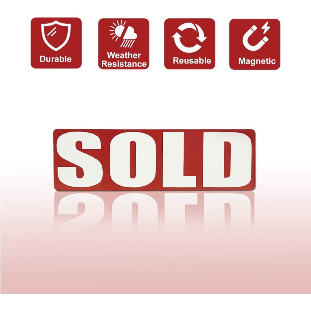 2 PACK Sold Sign Rider for Realtors – Reusable Magnetic Sold Sign Real Estate Ri - Picture 7 of 8
